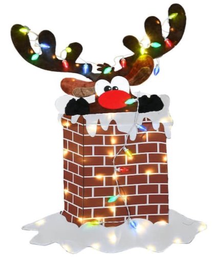 National Tree Company 47 in. Pre-Lit Reindeer Stuck in Chimney Decoration  DF-21070015L - The Home Depot